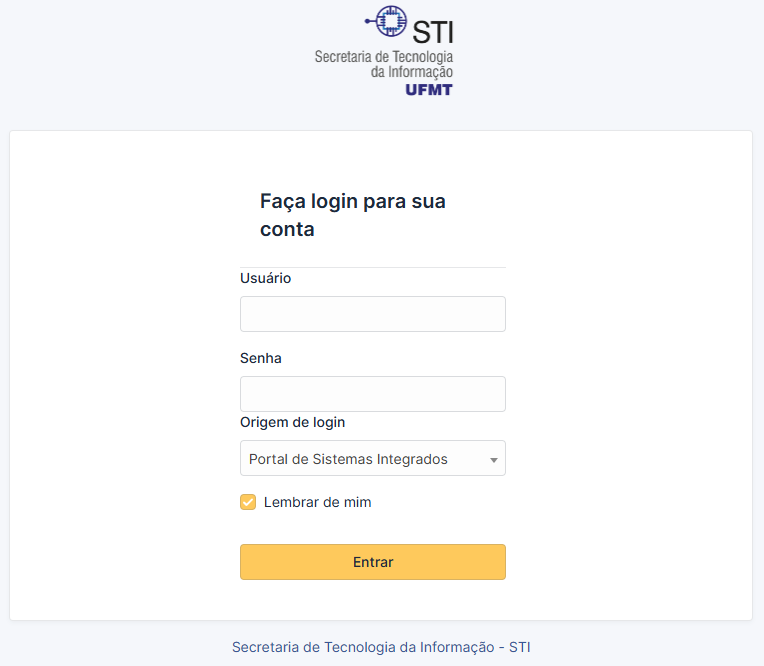 Tela de login do https://suporte.ufmt.br